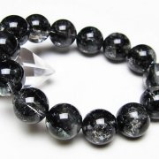 ブラックエレスチャルクォーツ 骸骨水晶 ブレスレット 16mm [t124-5698]
