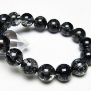 ブラックエレスチャルクォーツ 骸骨水晶 ブレスレット 13mm [t124-5706]