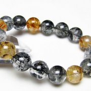 ブラックエレスチャルクォーツ 骸骨水晶 ブレスレット 13mm [t124-5816]
