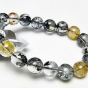 ブラックエレスチャルクォーツ 骸骨水晶 ブレスレット 12mm [t124-5847]