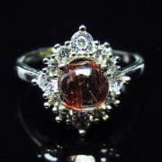 ファイナルグレード金針ルチル水晶指輪(18号)[T164-7160]