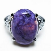 ✤天然石 チャロアイト 特粒オーバル ソリッド リング✤ ✤天然石 チャロアイト 大粒オーバル ソリッド リング✤