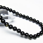 ゴールドキャッツアイオブシディアンブレスレット 6mm [T265-1900]