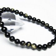 ゴールドキャッツアイオブシディアンブレスレット 6mm [T265-1907]