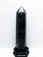 1.6Kgモリオン 純天然 黒水晶 六角柱 [t43-8749]