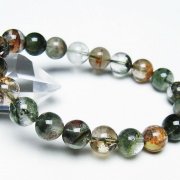 ブラックエレスチャルクォーツ 骸骨水晶 ブレスレット 14mm [T124-4764]