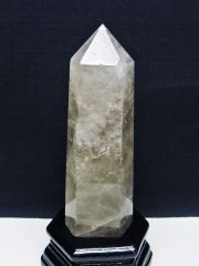 天然石雷水晶　ライジングストーン　置物 木製台座付き　最強 天然石雷水晶 ライジングストーン 置物 木製台座付き 最強 楽天