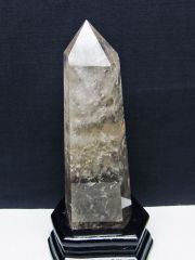 天然石雷水晶　ライジングストーン　置物 木製台座付き　最強 天然石雷水晶 ライジングストーン 置物 木製台座付き 最強