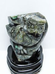 2.6Kgエメラルド 手彫り フクロウ 置物[T583-1140]