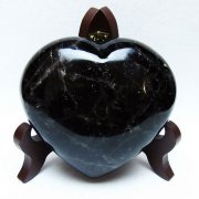 モリオン 純天然 黒水晶 ハート 置物 [t643-4742]