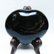 モリオン 純天然 黒水晶 ハート 置物 [t643-4751]