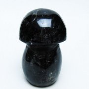 モリオン 純天然 黒水晶 きのこ 置物[T653-4164]