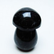 モリオン 純天然 黒水晶 きのこ 置物[T653-4187]