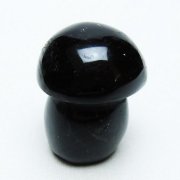 モリオン 純天然 黒水晶 きのこ 置物[T653-4217]
