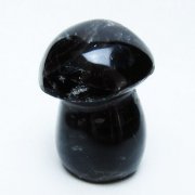 モリオン 純天然 黒水晶 きのこ 置物[T653-4297]