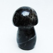 モリオン 純天然 黒水晶 きのこ 置物[T653-4306]