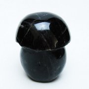 モリオン 純天然 黒水晶 きのこ 置物[T653-4324]
