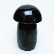 モリオン 純天然 黒水晶 きのこ 置物[T653-4334]