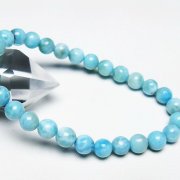 ラリマーハートとブルーカルサイトブレスレット ラリマー ブルーカルサイト ミルキークォーツ ブレスレット 8mm