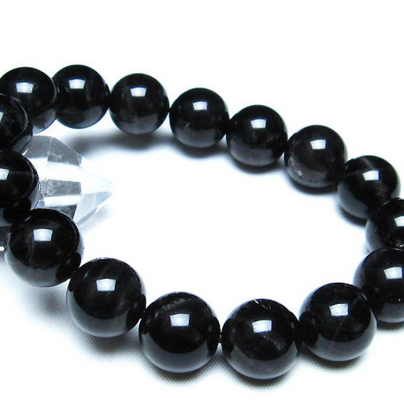 モリオン 純天然 黒水晶 ブレスレット14mm[T112-5285]