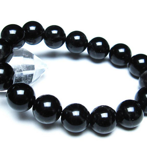 モリオン 純天然 黒水晶 ブレスレット14mm[T112-5382]