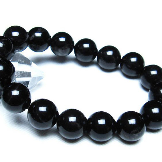 モリオン 純天然 黒水晶 ブレスレット14mm[T112-5386]