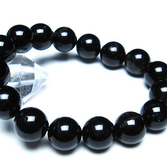 モリオン 純天然 黒水晶 ブレスレット14mm[T112-5390]