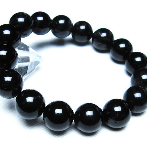 モリオン 純天然 黒水晶 ブレスレット14mm[T112-5404]