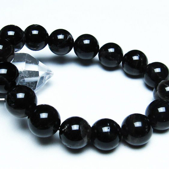 モリオン 純天然 黒水晶 ブレスレット14mm[T112-5505]
