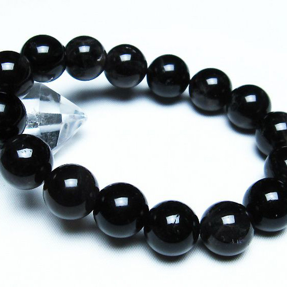 モリオン 純天然 黒水晶 ブレスレット14mm[T112-5507]