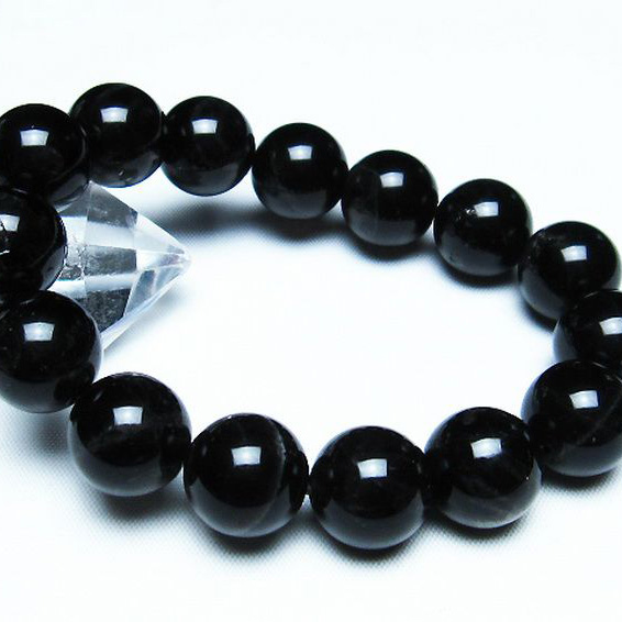 モリオン 純天然 黒水晶 ブレスレット14mm[T112-5519]