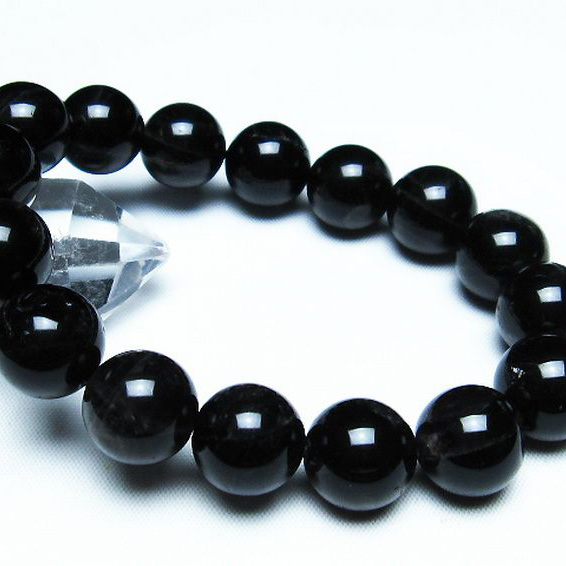 モリオン 純天然 黒水晶 ブレスレット14mm[T112-5526]