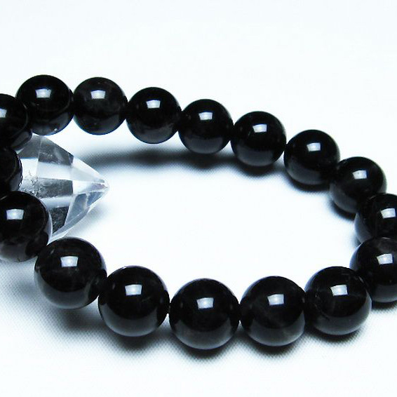モリオン 純天然 黒水晶 ブレスレット12mm[T112-5536]