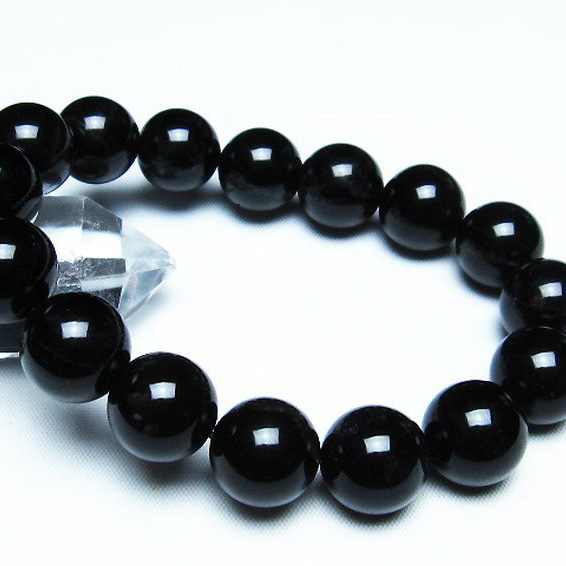 モリオン 純天然 黒水晶 ブレスレット14mm[T112-5596]