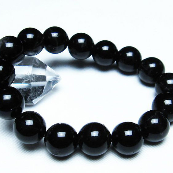 モリオン 純天然 黒水晶 ブレスレット14mm[T112-5602]