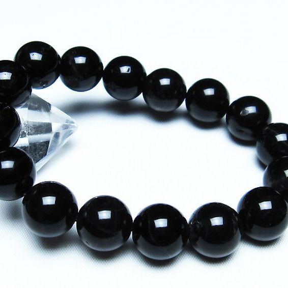 モリオン 純天然 黒水晶 ブレスレット14mm[T112-5603]