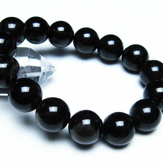 モリオン 純天然 黒水晶 ブレスレット14mm[T112-5610]