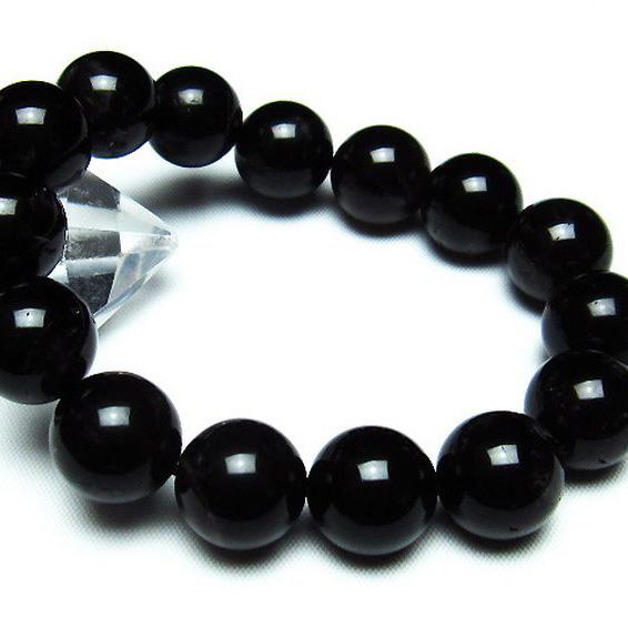 パワーストーン 天然石 モリオン 純天然 黒水晶 ブレスレット 14mm [T112-6200]