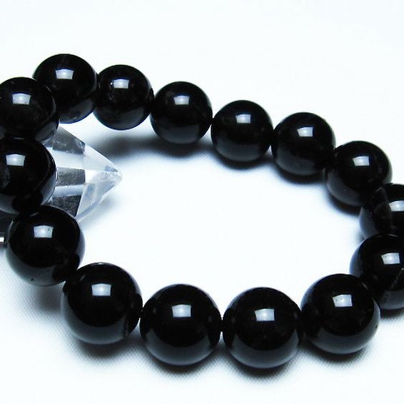 モリオン 純天然 黒水晶 ブレスレット 14mm [T112-6391]