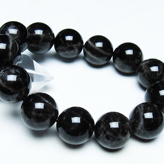 モリオン 純天然 黒水晶 ブレスレット 18mm [T112-7374]