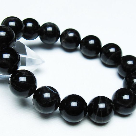 モリオン 純天然 黒水晶 ブレスレット 14mm [T112-7406]