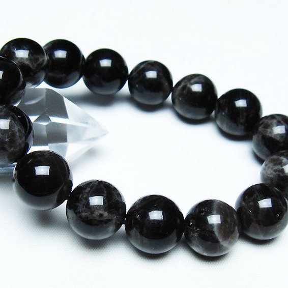 モリオン 純天然 黒水晶 ブレスレット 14mm [T112-7408]