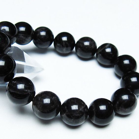 モリオン 純天然 黒水晶 ブレスレット 14mm [T112-7429]