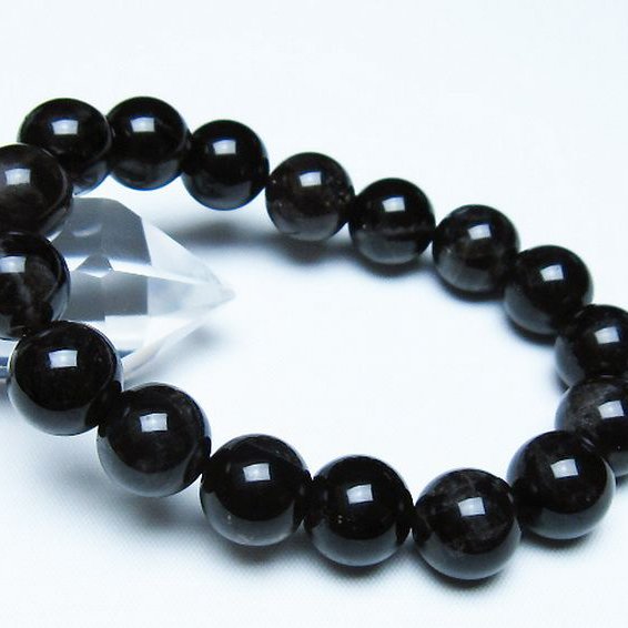 モリオン 純天然 黒水晶 ブレスレット 12mm [T112-7528]