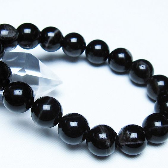 モリオン 純天然 黒水晶 ブレスレット 12mm [T112-7585]