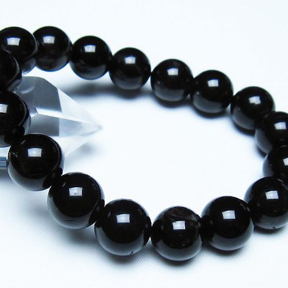 モリオン 純天然 黒水晶 ブレスレット 12mm [t112-7647]