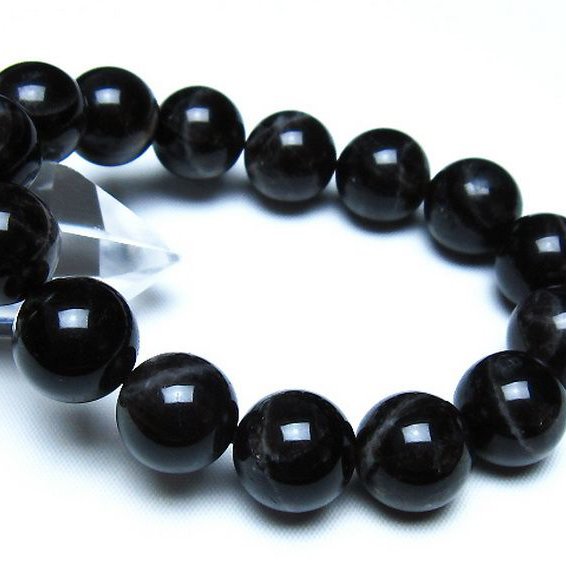 モリオン 純天然 黒水晶 ブレスレット 14mm [t112-8164]