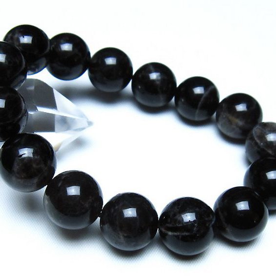 モリオン 純天然 黒水晶 ブレスレット 14mm [t112-8168]