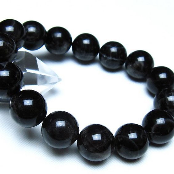 モリオン 純天然 黒水晶 ブレスレット 14mm [t112-8174]