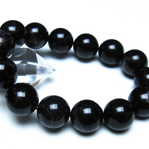 モリオン 純天然 黒水晶 ブレスレット 16mm [t112-8176]